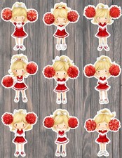 Cheerleader in Red Die Cut Vinyl Stickers Scrapbooking Laptop Waterbottle