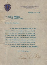 CALVIN COOLIDGE - TYPED LETTER SIGNED 02/18/1919