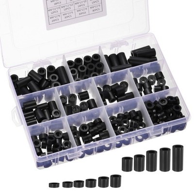 M6 Nylon Abstandshalter 260Stk Plastik Sortiment 6mm ID x 11mm ADe Schwarz