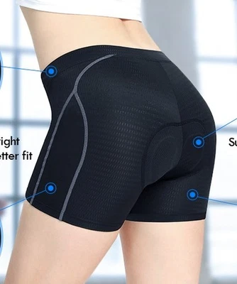 NICEWIN Damen Fahrradunterhose Radunterhose Shorts Unterhose 4D Schwarz/Grau,2XL