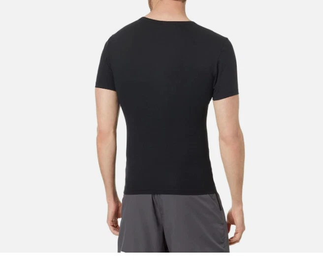 Spanx Sculpt T-Shirt Men's Large Black Cotton Blend Short Sleeve V-Neck - Image 2 of 4
