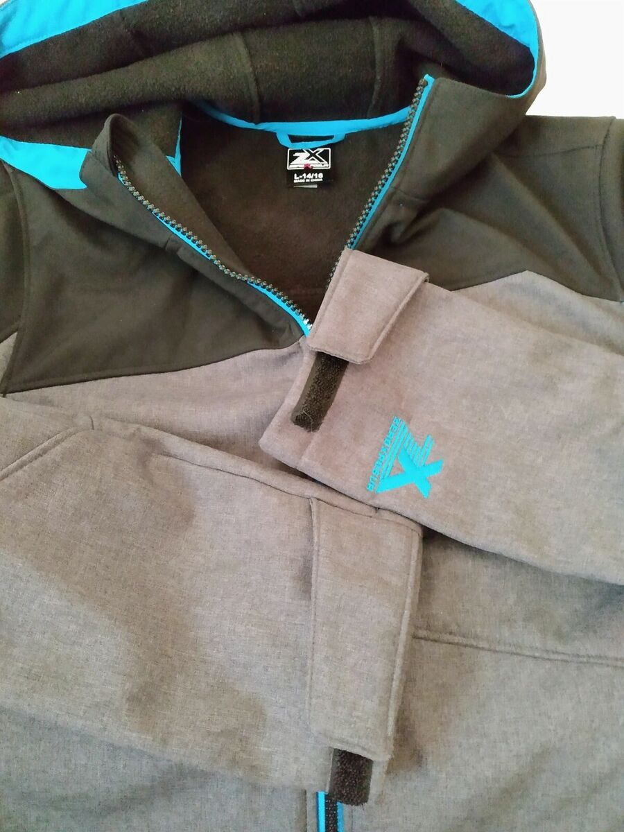 Z X Zero X Posur Gray Black Soft Shell Hood Pockets Zip Z X Zero X Posur Gray Black Soft Shell Hood Pockets Zip