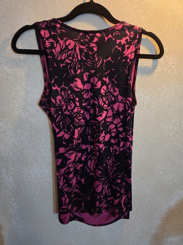 Neu mit Etikett Talbots zierliche ärmellose Damenbluse schwarz/pink geblümt - Bild 5 von 5