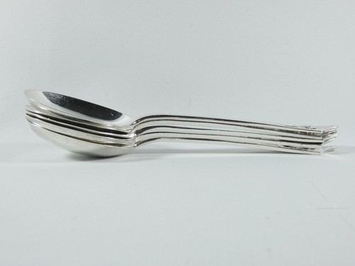 Antique Art Deco 1932 Set of 5 Sterling Silver Soup Dessert Spoons Bouillon CB&S - Picture 7 of 10