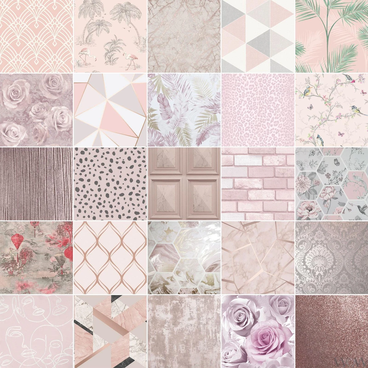 Blush Pink Wallpaper Geometric Floral Glitter Metallic Marble more
