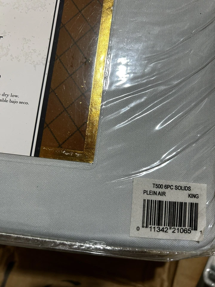 Juego de sábanas Hotel Royal algodón rico satén tamaño king 6 piezas azul liso 500 TC Foto 4 de 4