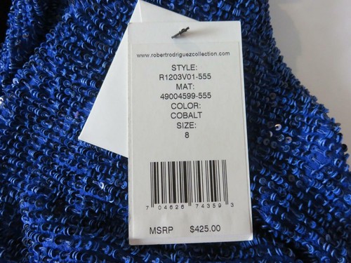 New Robert Rodriguez Blue Silk Sequin Shrug Fully Lined SZ 8 NWT $425. - Picture 5 of 7