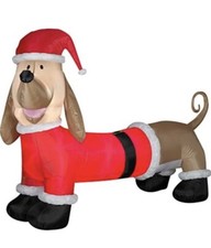 6.5 Long Dachshund In Santa Suit Christmas Yard Inflatable Decoration By Gemmy