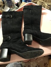 Nurture Womens Black Leather Block Heel Boots Size 10M