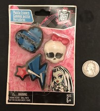 Monster High Puzzle Erasers Heart Skull Lightening Bolt Frankie Stein Crazeraser