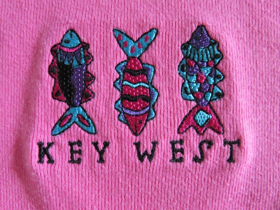 Crazy Shirts Key West Shirt Embroidered Fish Women's Size S Short