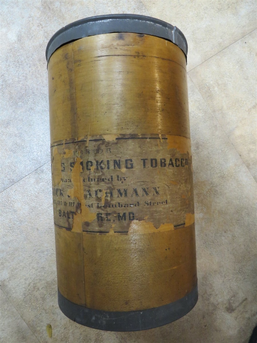 lynchburg tobacco 1850's Lynchburg Smoking Tobacco Round Wooden Canister w/ Original Lid  Baltimore