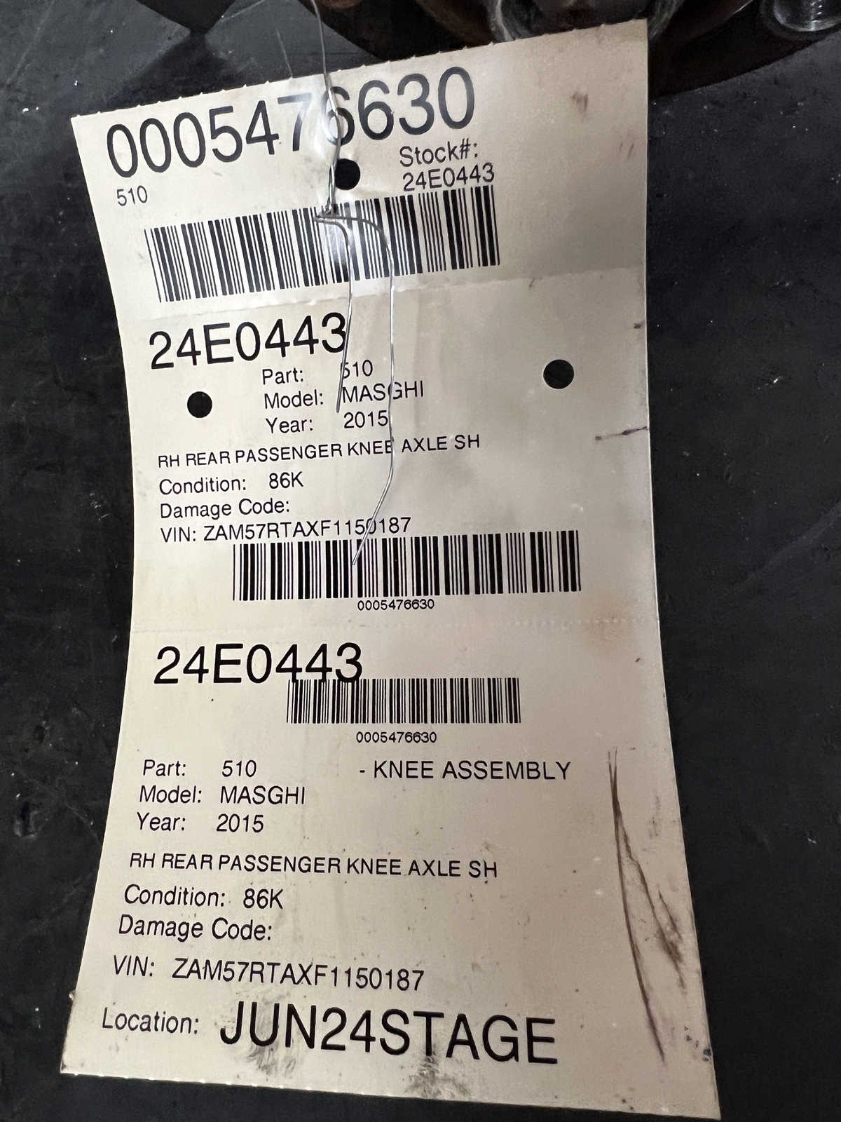 14-17 MASERATI GHIBLI REAR PASSENGER RIGHT KNEE AXLE SHAFT KNUCKLE CONTROL ARMS