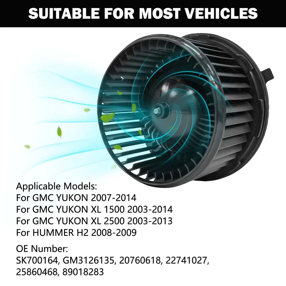 Motor soplador calentador aire acondicionado con jaula ventilador para Cadillac Escalade 2007-2014 ESV GMC Yukon Foto 4 de 4