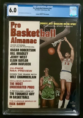 1968 Pro Basketball Almanac Wilt Chamberlain/Bill Russell CGC 6.0 POP 1