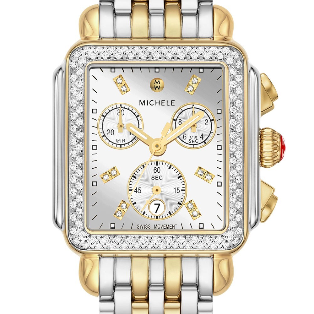 Michele Deco Diamond Gold Two-Tone High Shine Diamond Dial watch