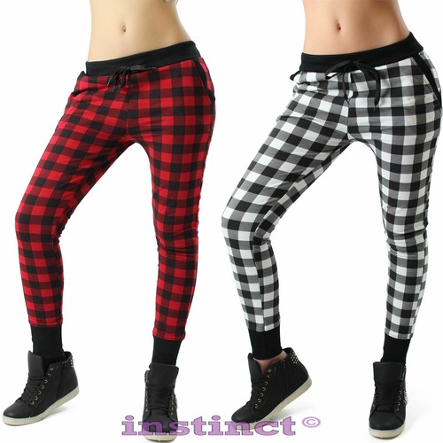 Pantaloni donna tuta tartan bicolore scacchi scozzesi tasche cotone nuovo  IS5038 | eBay
