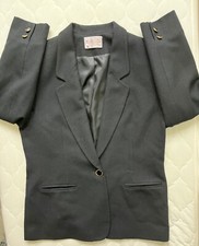 Vintage Pendelton Petite 100 Virgin Wool Suit Jacket Black Size 10 P Lined
