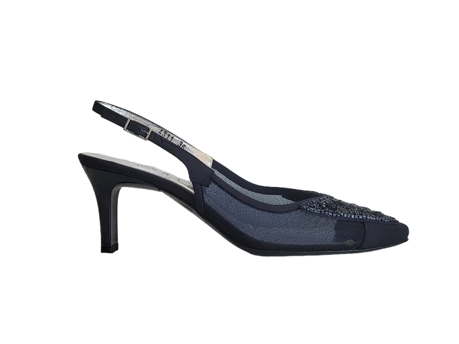 SCARPE DECOLTE DONNA MARTINI OSVALDO TESSUTO RETE BLU OCEANO TACCO