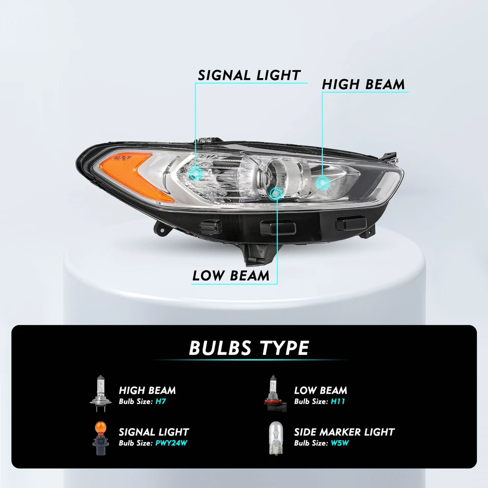 Faros halógenos izquierda y derecha para Ford Fusion 2013 2014 2015 2016 13-16 Foto 4 de 4