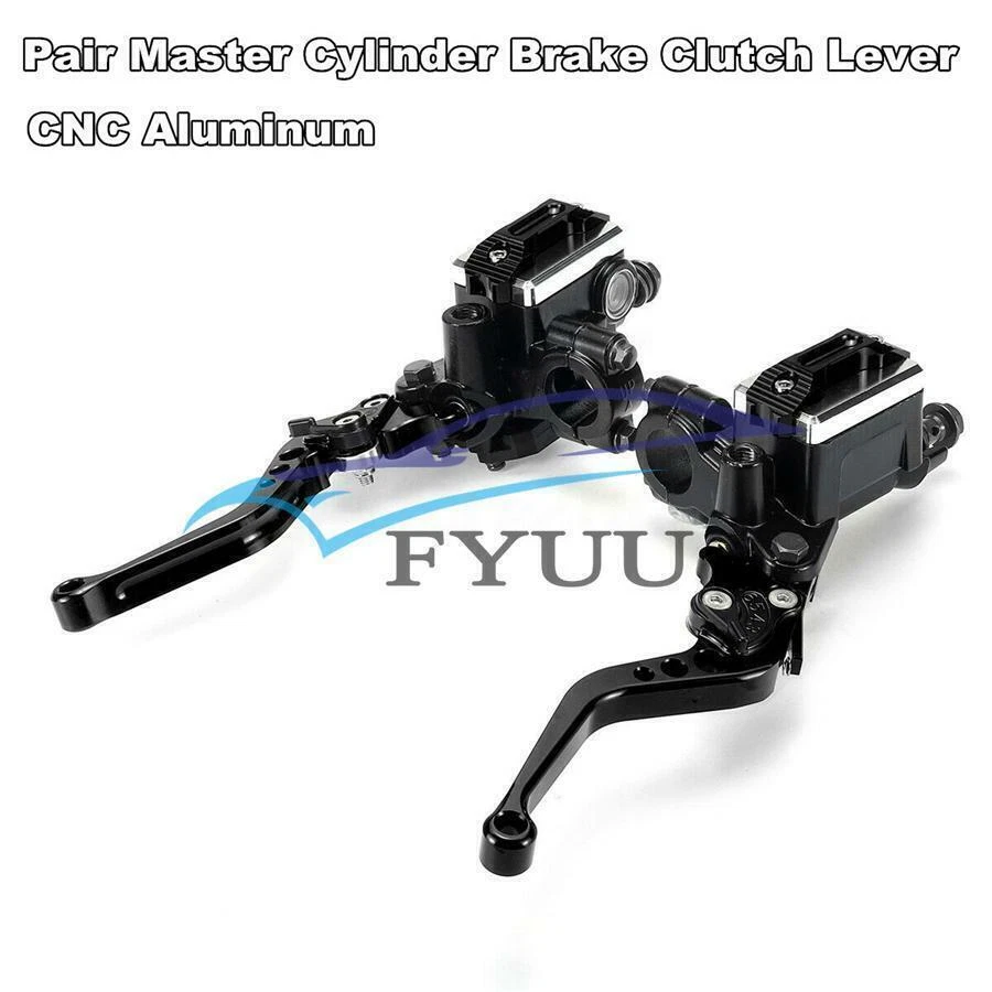 7/8'' Motorcycle Front Brake Master Cylinder Clutch w/Levers Fluid Reservoir 2x - Image 4 of 4