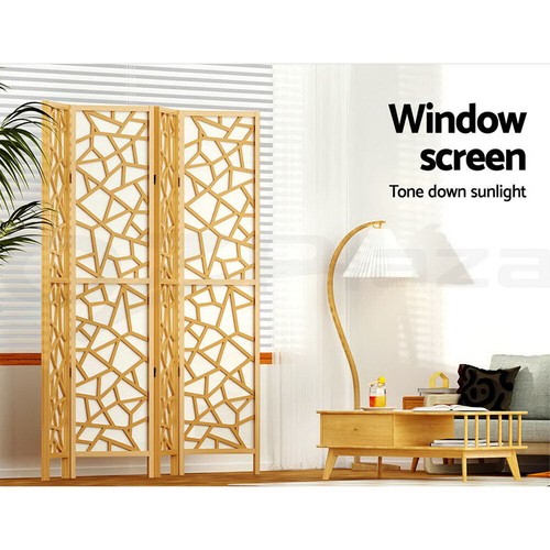 Artiss 4 Panel Clover Room Divider Screen Partition Privacy Wooden Stand Natural - Picture 5 of 11