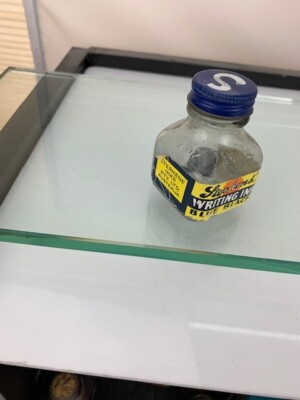 Stephens Blue-Black Ink Bottle 44 x 44 x 63mm Metal Cap Embossed  S  Australia