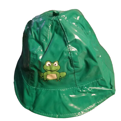 Rain Hat Green Bucket Frog PVC Waterproof Cap Cotton Blend Boy