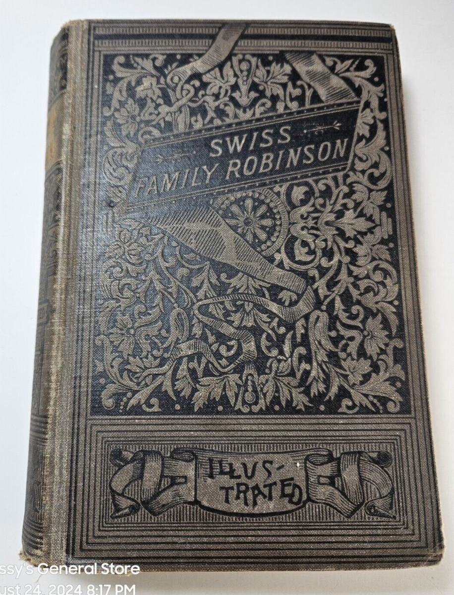 洋書 ROBUCHON Antique Swiss Family Robinson Book Illustrated George Routledge
