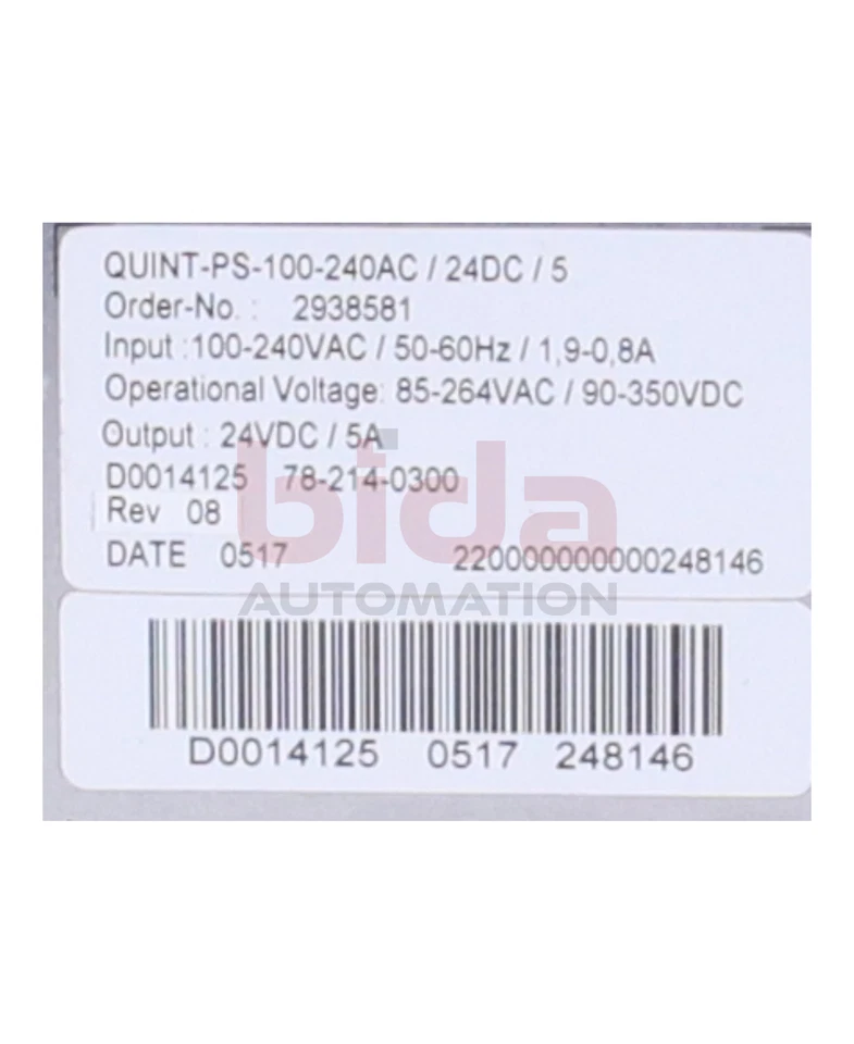 Phoenix Contact QUINT-PS-100-240AC/24DC/ 5(2938581) Stromversorgung Power supply - Bild 2 von 4