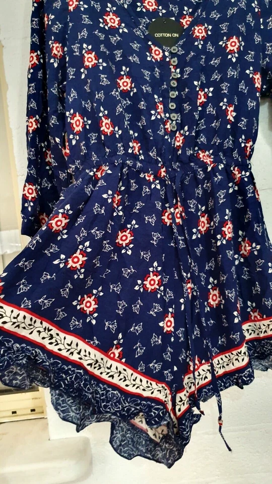 COTTON ON BNWT Women Gypsy Bohemian Pretty Floral Print Playsuit Jumpsuit Size S - image 2 of 4