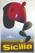 SICILY VINTAGE STYLE PRINT/POSTER SATIN PHOTO PAPER T490