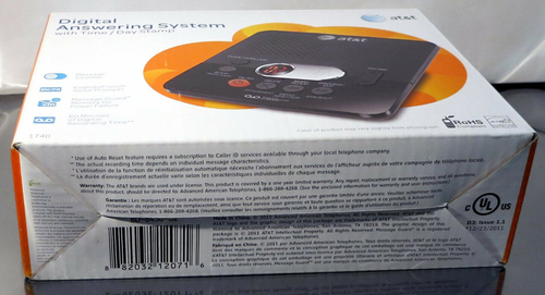 AT&T 1740 Digital Answering System with Time and Day Stamp Black - Zdjęcie 5 z 5