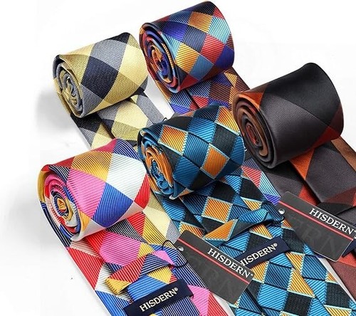 Set De Corbatas Para Hombres Varones De Seda Elegantes Modernas 5 PCS US NUEVO - Picture 6 of 22