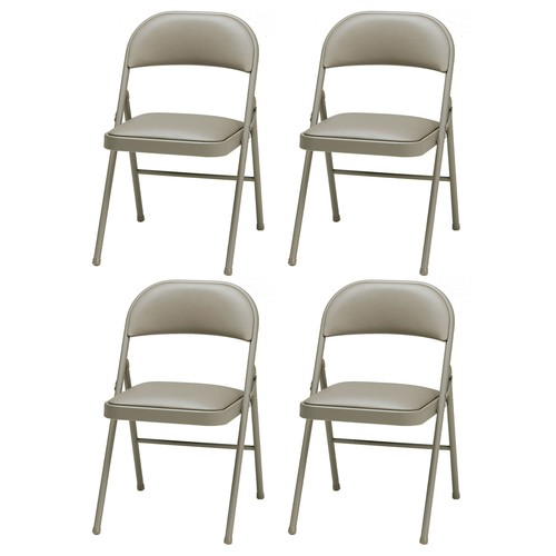 MECO Sudden Comfort Deluxe Chicory Lace Vinyl Padded Folding Chair, (Set of 4) - 第 1/4 張圖片
