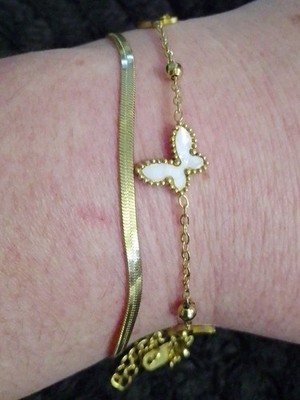 Edelstahl Armband Schmetterling Duo verstellbar süß Geschenk Weihnachten 
