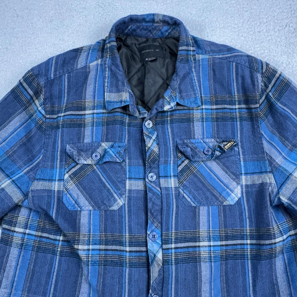 O'Neill Camisa Chaqueta Para Hombres XL Azul A Cuadros Acolchada Forrada Franela Pesada Invierno Foto 2 de 4