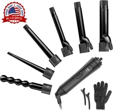 Juego de rizador con 6 barriles de cerámica intercambiables (de 0,35'' a 1,25'')