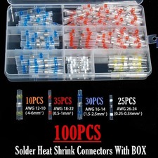 100PCS Solder Sleeves Heat Shrink Butt Wire Connectors Terminals Kit Waterproof