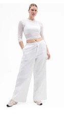 Athleta Drift Poplin White Wide Leg Pants Women  s Sz Medium 40 UV protection CL