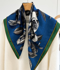 70 Cashmere 30 Silk Wrap Scarf large leaves Print Double Face Print Shawl 25''