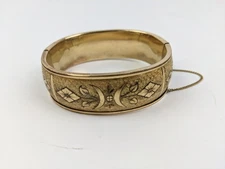 Victorian Revival 1/20th 10K Yellow Gold Filled Moon Floral Bracelet 34 grams