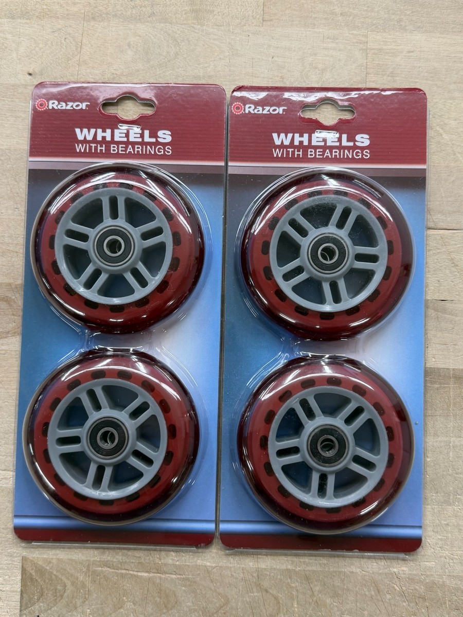 Razor Scooter TWIN PACK Replacement Wheels Set with Bearings ~ RED