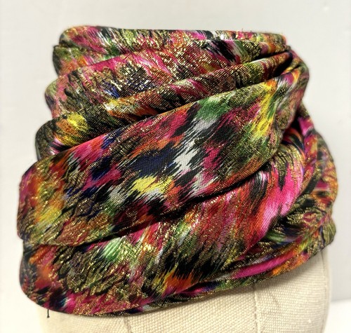 Vintage 1950s Ladies Hat Vivi by Elite w/ Orig Store Tag Rainbow & Gold Colors - Picture 2 of 11