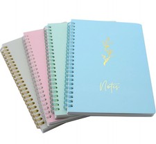 Spiral Notebook, 4 Pcs A5 Gilding Flower Design Thick Hardcover 8mm Ruled 80 ...