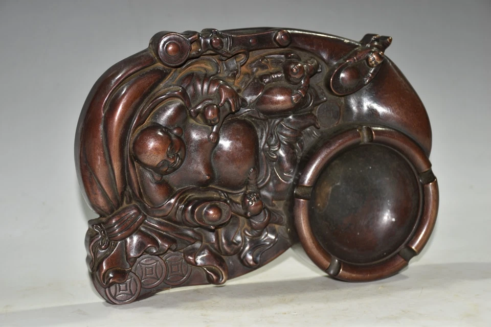 Cepillo infantil Maitreya Buda bronce antiguo de 8,4" China lavado envío gratuito Foto 3 de 4