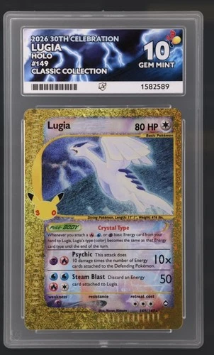 Pokémon 30th Anniversary Crystal Lugia 149/147 ACE 10 GEM MINT
