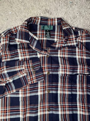 Lauren Ralph Lauren Navy Red Plaid Button Down Up Womens Size 14 Sleepwear Rayon