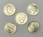 (5)  1923 $1 Peace Silver Dollars Fine+ F+