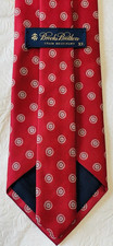 Brooks Brother Tie Made in USA XL 64 Burgendy Red Geometric Stain Resistant EUC